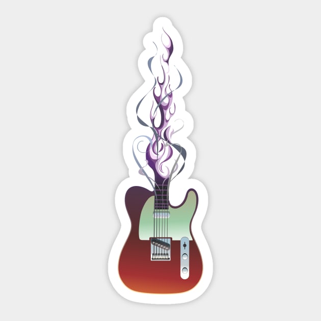 Flaming Telecaster Sticker by TrevorIrvin